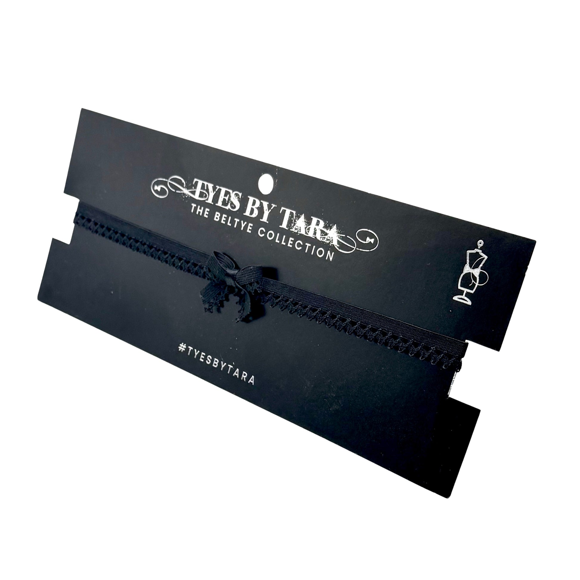 Foxy Black Bow Belt on Black Card