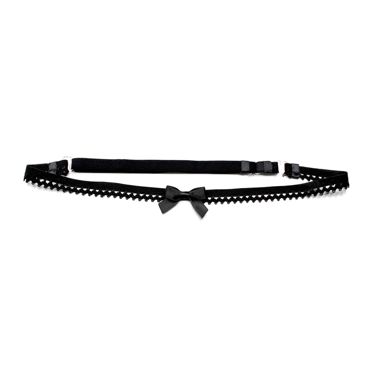Black Foxy Black Bow Belt with Picot Elastic Trim