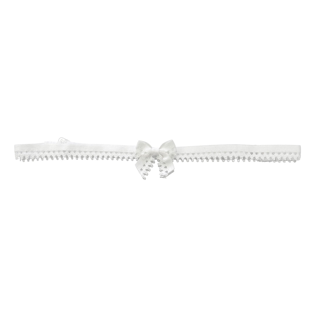 Foxy White Bow Belt Front View