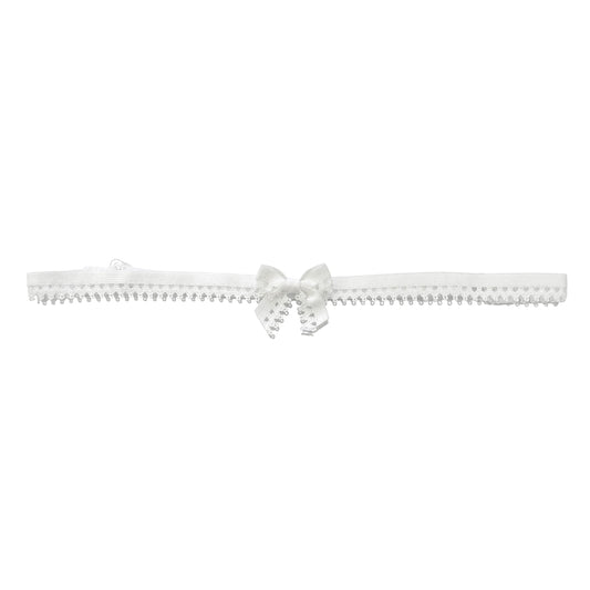 Foxy White Bow Belt Front View