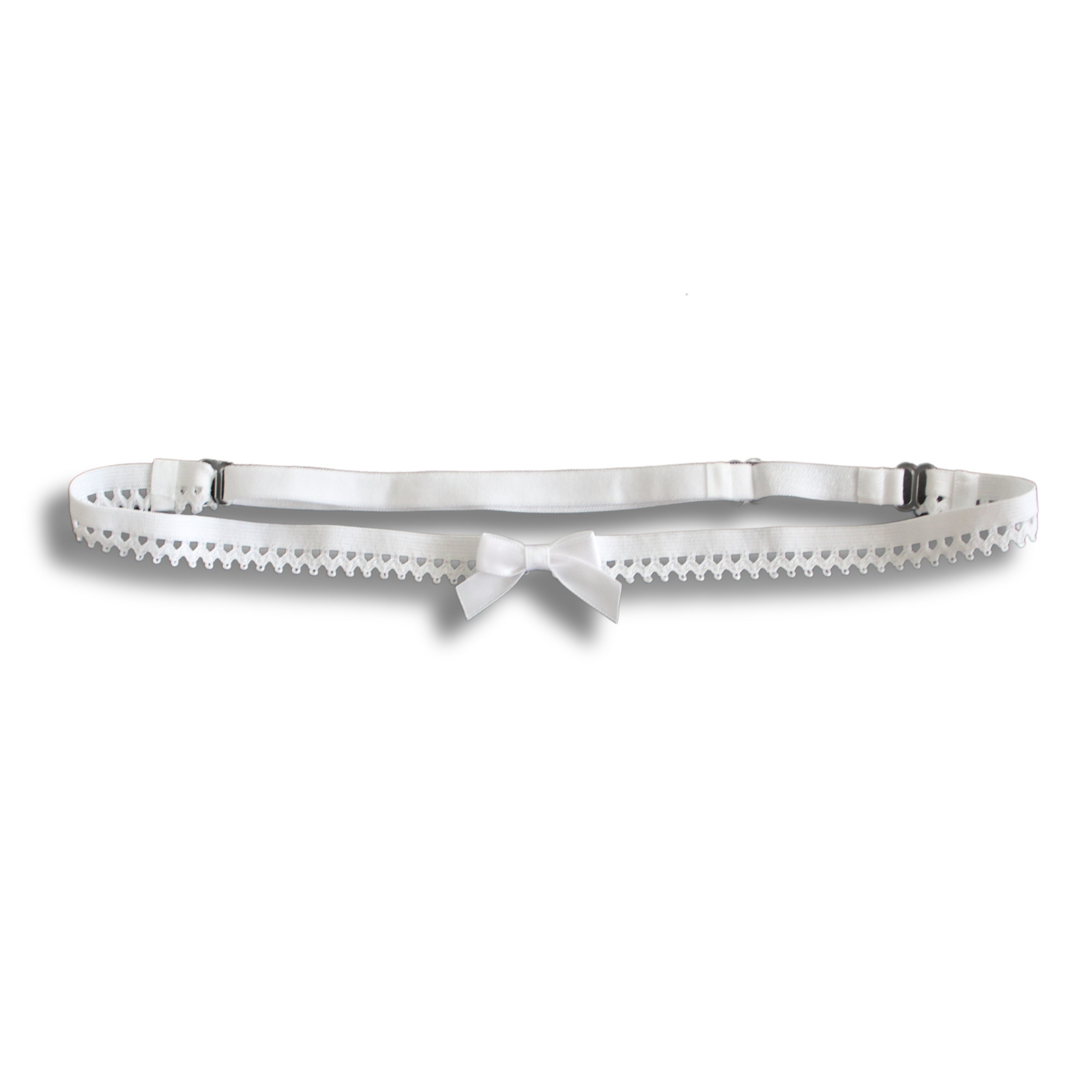 Foxy White Picot Elastic Adjustable Bow Belt