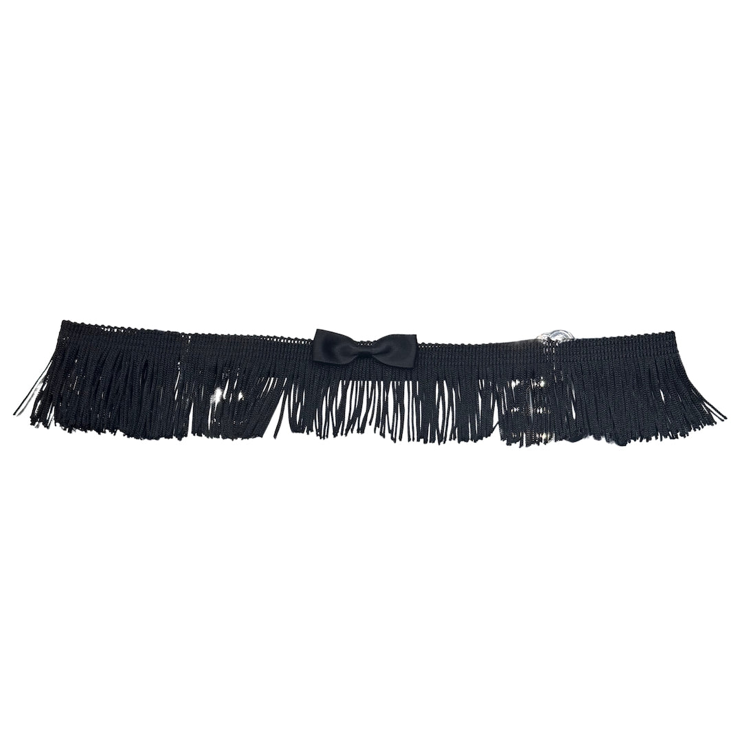 Fringe Black Bow Belt