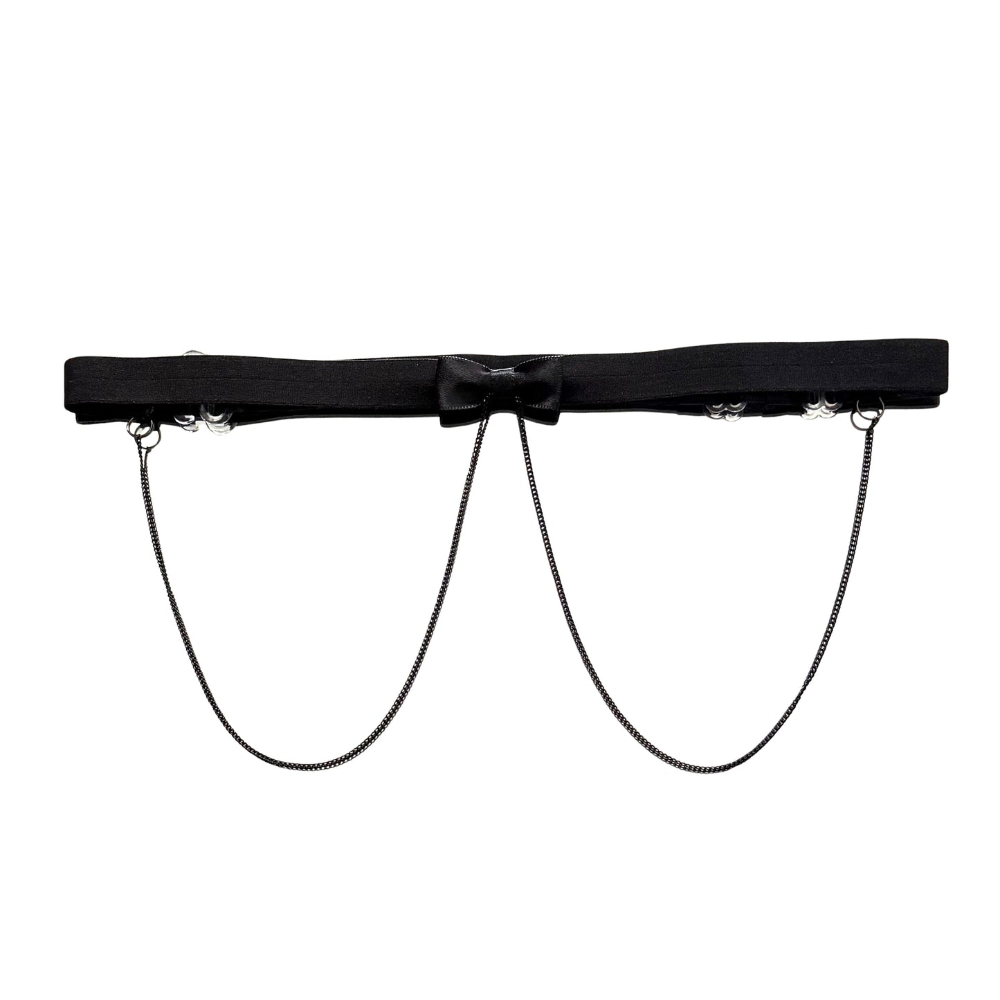 Black belt with chain detail on a white background