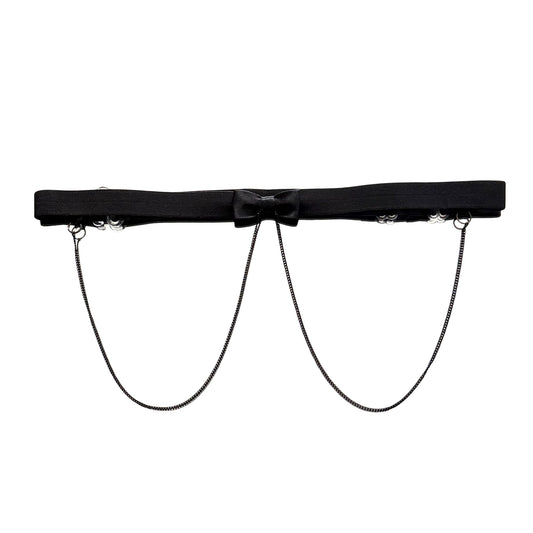 Black belt with chain detail on a white background