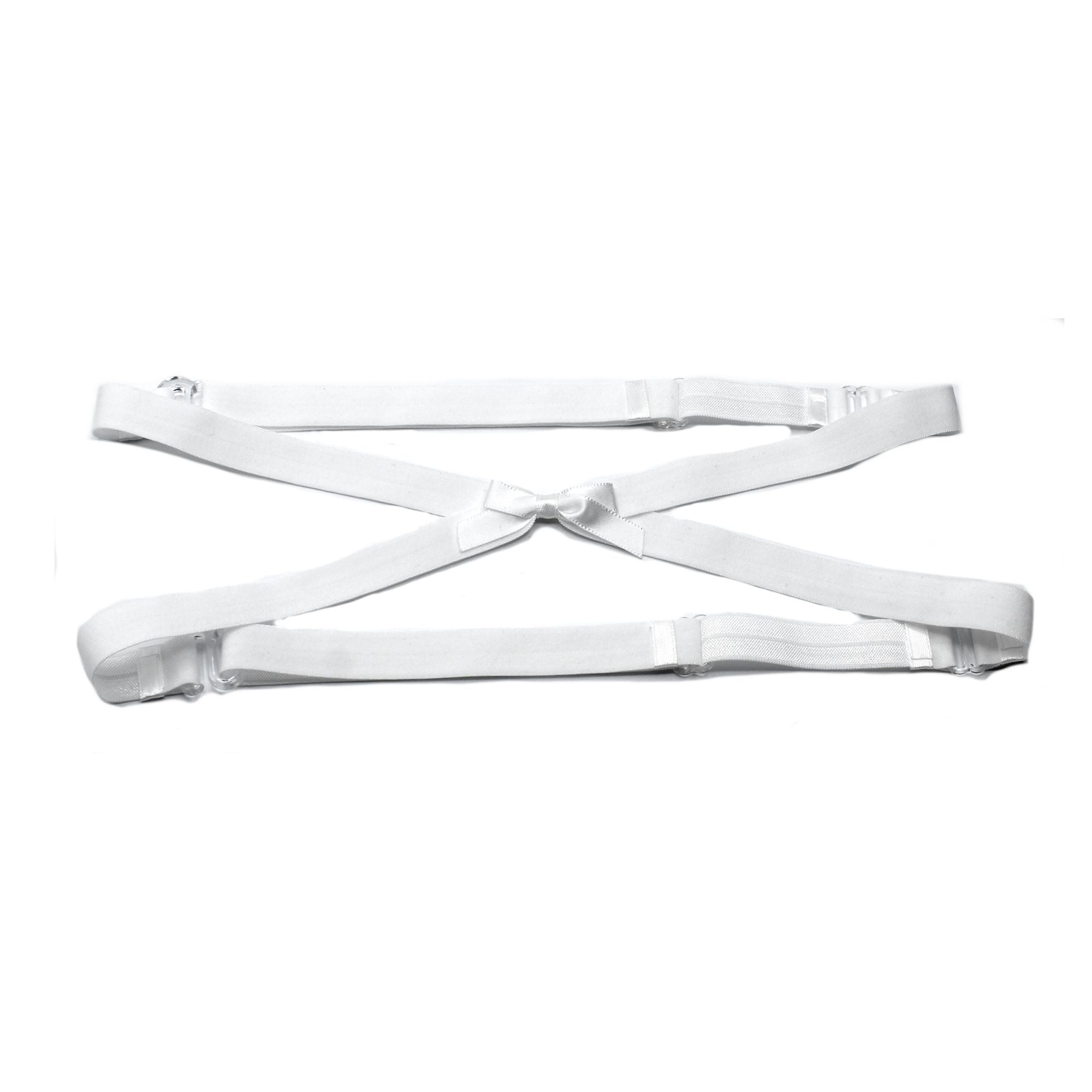 White Bow Belt with Double Banded Belt with Satin Bow 