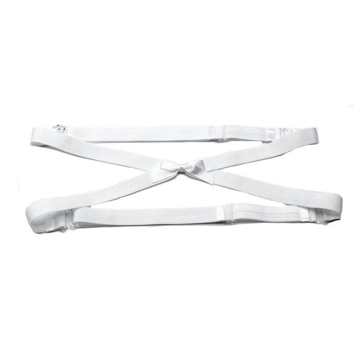 White Bow Belt with Double Banded Belt with Satin Bow 