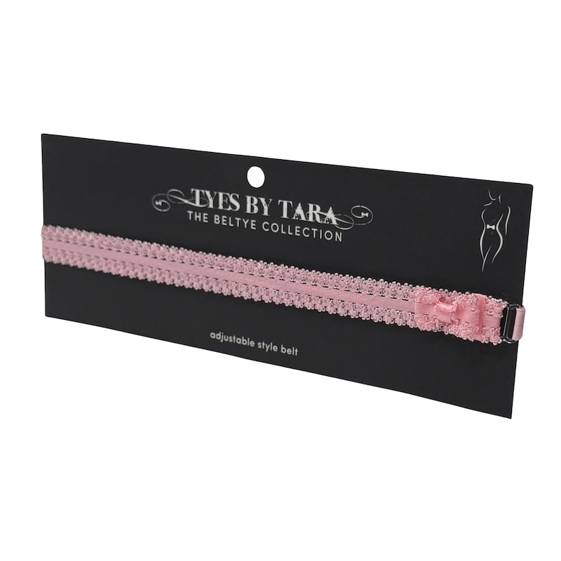 Lady Elastic Pink Bow Belt on Black Card
