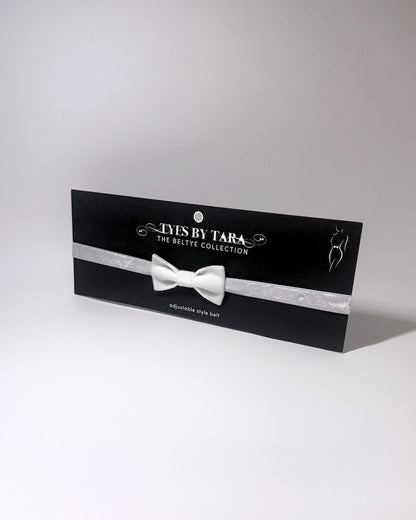 Madam White Velvet Bow Belt on Black Card