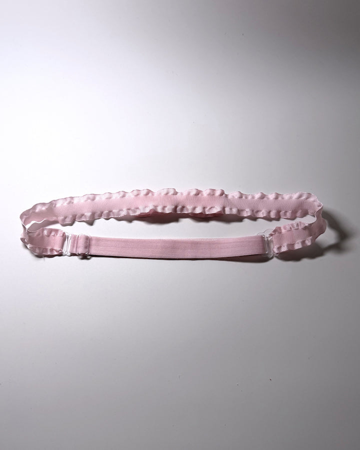 Maiden Pink Ruffled Bow Belt showing the adjustable strap