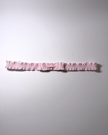 Maiden Pink Ruffled Bow Belt on light gray background