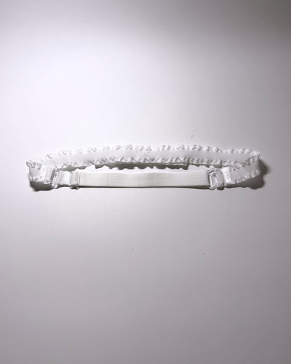 Maiden White Ruffled bow belt on adjustable strap view