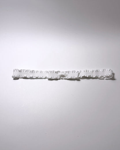 Maiden White Ruffled Bow Belt on Light Gray Background