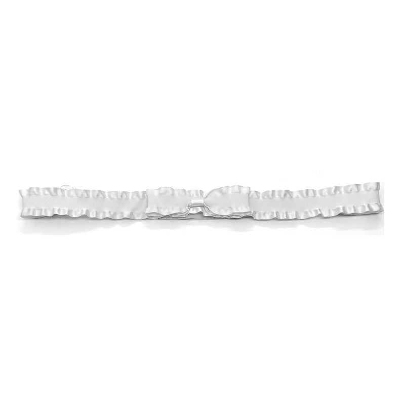 White Ruffle Bow Belt on white background