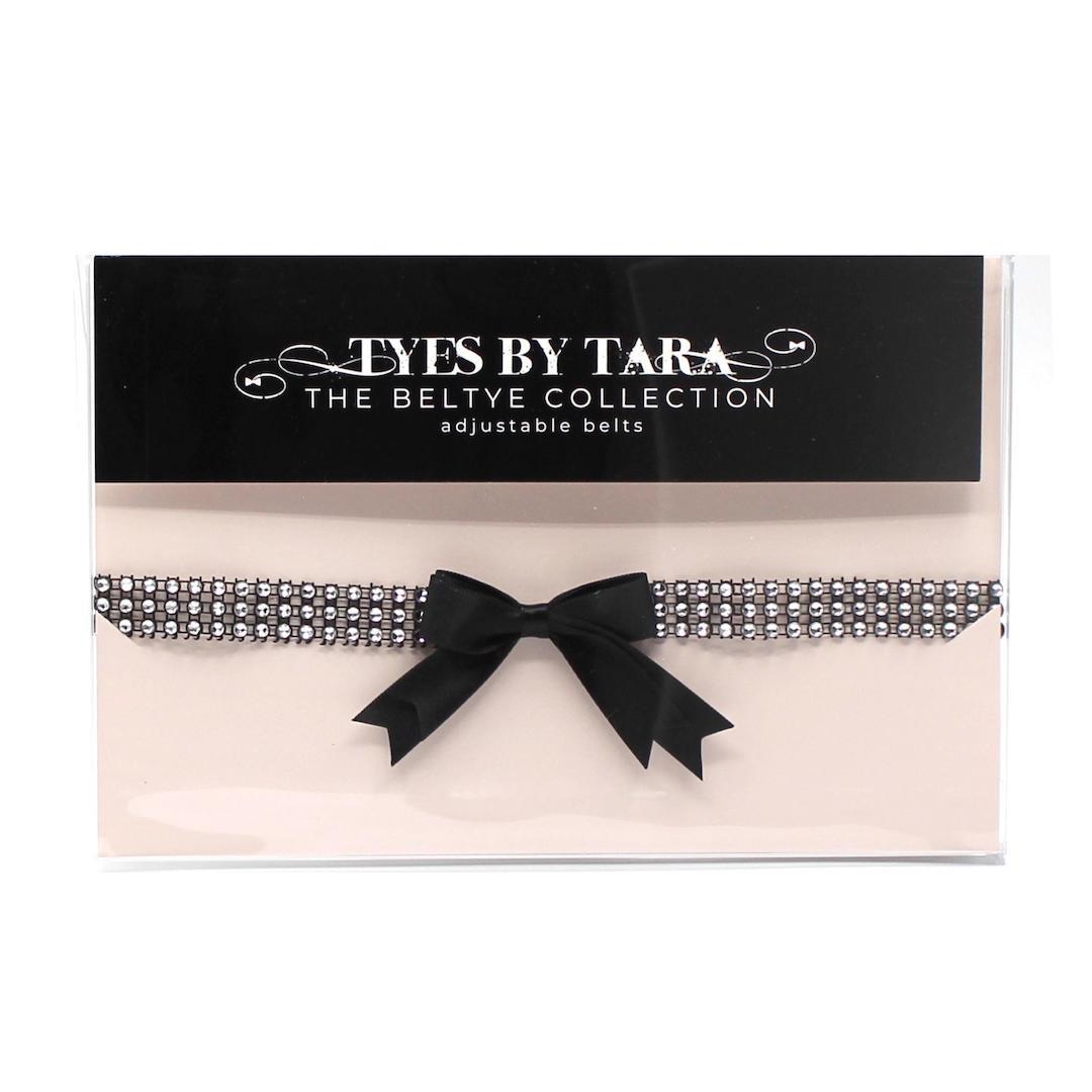 Princesa Black Bow Sparkly Belt in Pink and Black Box