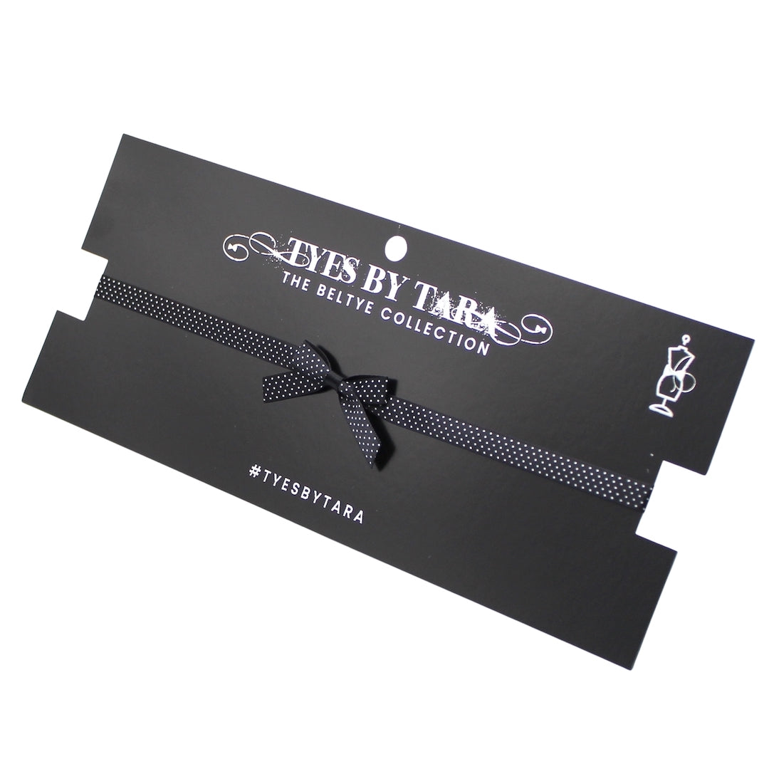 Black Bow Belt on Black Tyes By Tara Silver Metallic Card