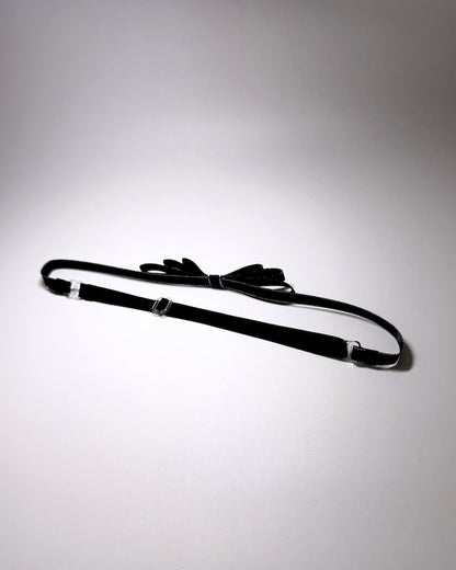 Adjustable Strap view of Queen Black Metallic Bow Belt 