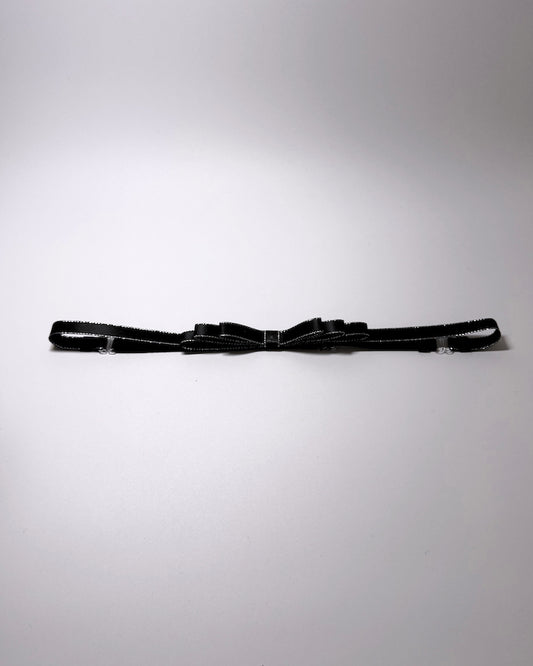 Queen Black Metallic Trimmed Bow Belt