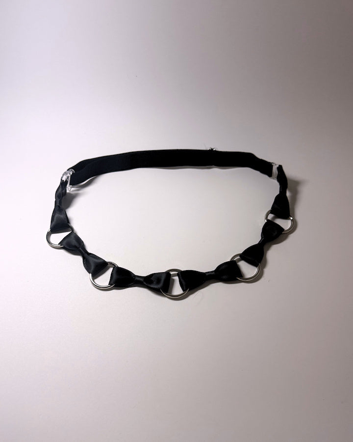 Runaway Bow Belt Black Silver O Ring