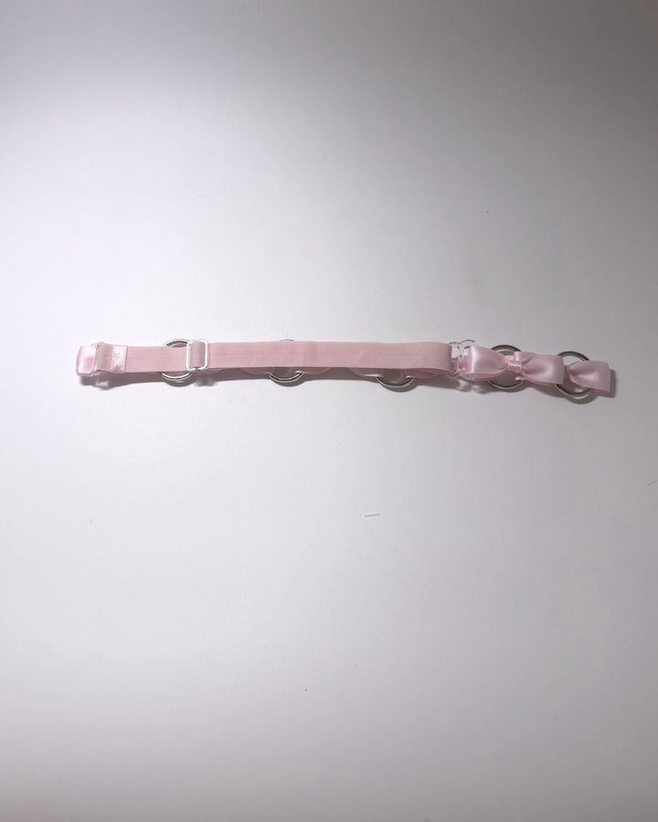 Runaway Pink Bow Belt showing adjustable strap