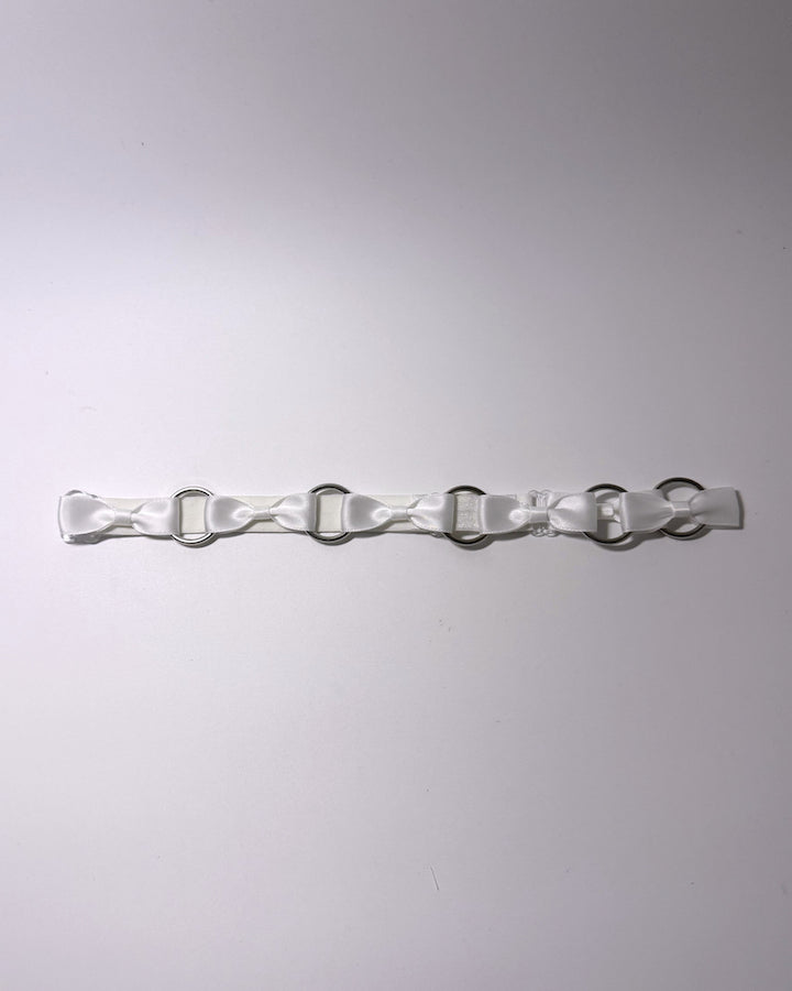 White Bow Belt with Silver Rings