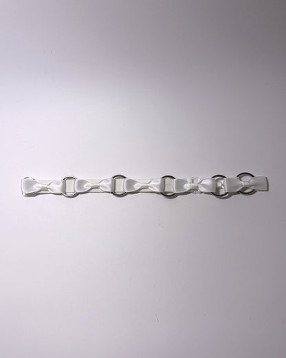 White Bow Belt with Silver Rings