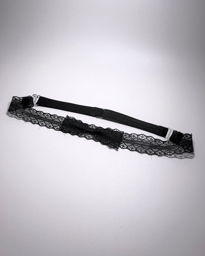 Siren Black Lace Bow Belt showing adjustable bow belt