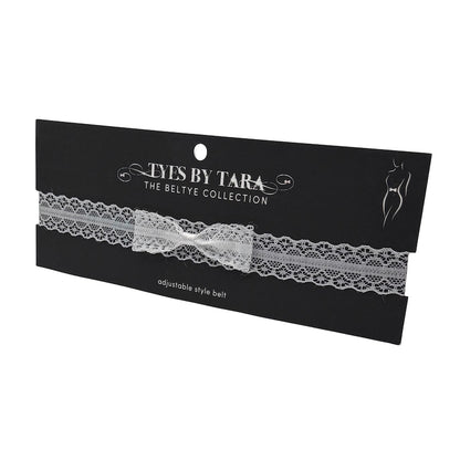 Siren White Lace bow belt on black card