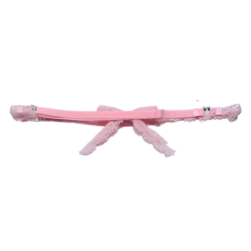 Back View of Tease Pink Lace Bow Belt