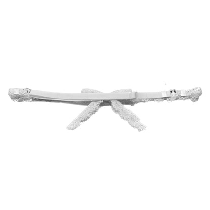 Back View of Tease White Lace Bow Belt showing adjustable strap