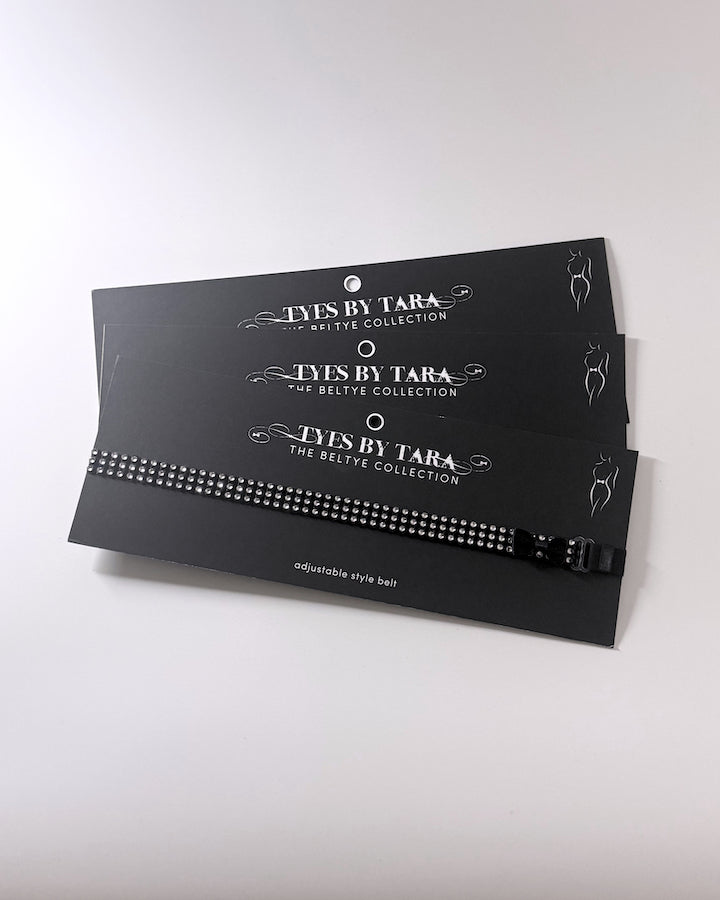 Vixen Sparkly Black Bow Belt three pack