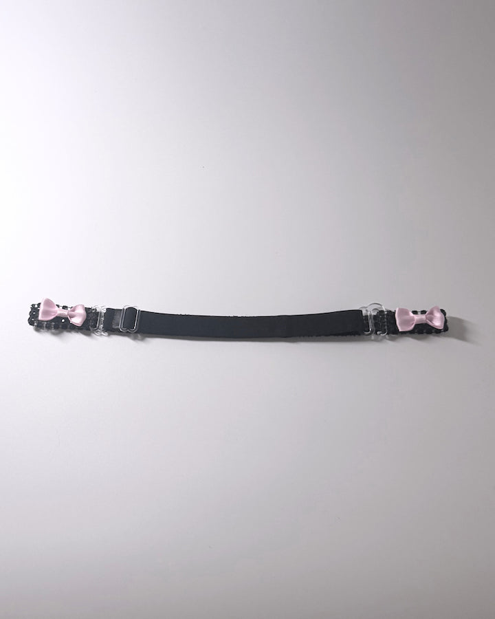 Vixen Sparkly Black Bow Belt with Pink Bows