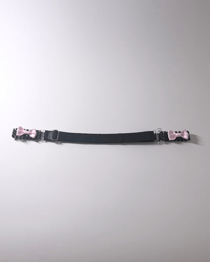Vixen Sparkly Black Bow Belt with Pink Bows