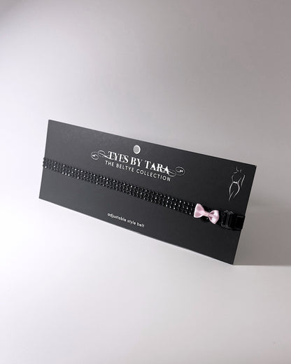 Sparkly Black Bow Belt on Black Card