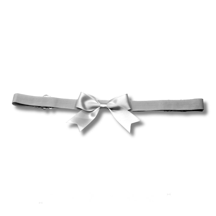 White Satin Bow Belt with Soft Elastic Belt