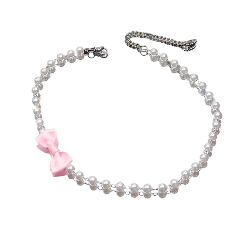 Centerfold Pink Bow Necklace
