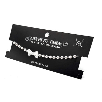 Pearl Necklace White Bow 