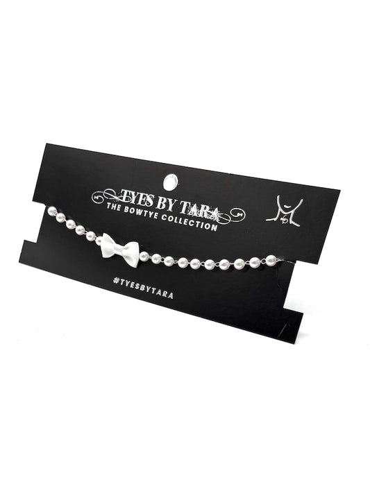 Pearl Necklace White Bow 