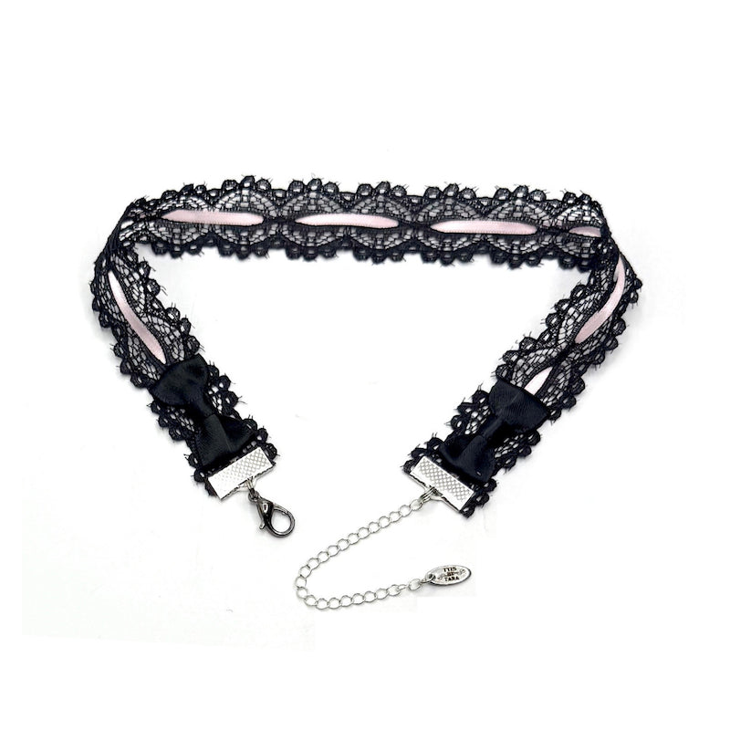 Back View of Chantilly Lace Bow Choker
