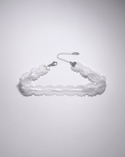 Chantilly White Lace Bow Choker