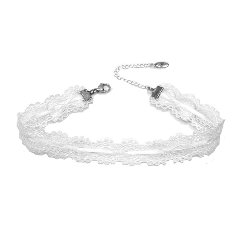 Chantilly White Lace Bow Choker