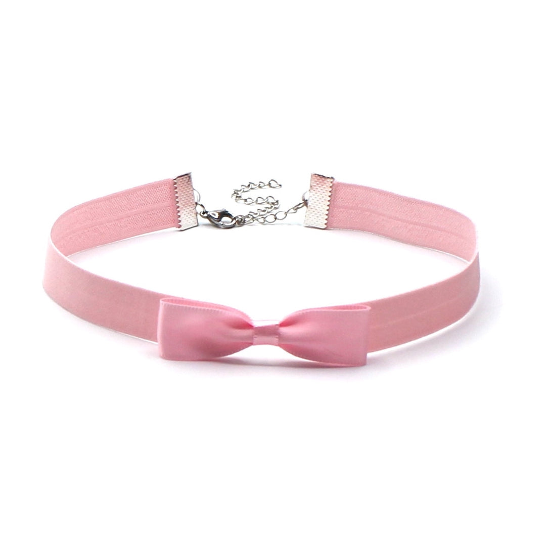 Pink Bow Choker with Elastic Neckband