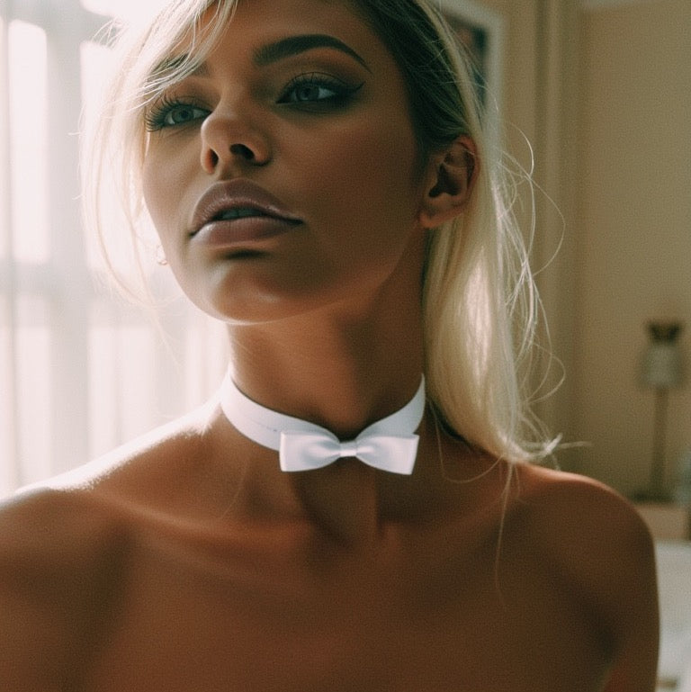 Femme Fatale White Bow Choker