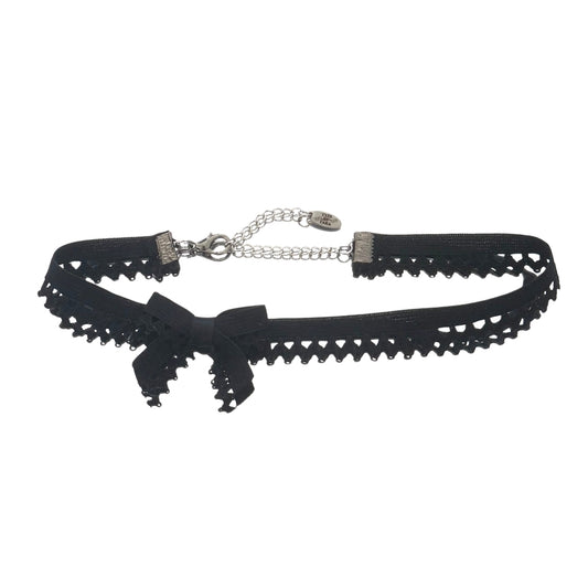foxy black bow lingerie choker on white background