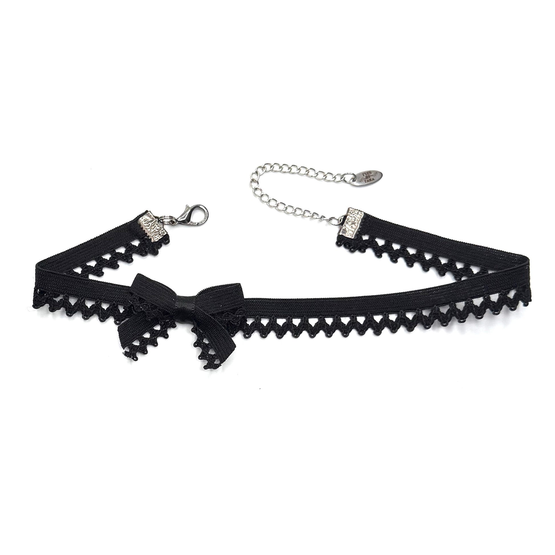 Foxy Black Bow Choker on white background