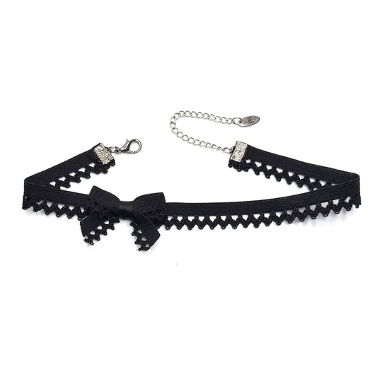 Foxy Black Bow Choker on white background