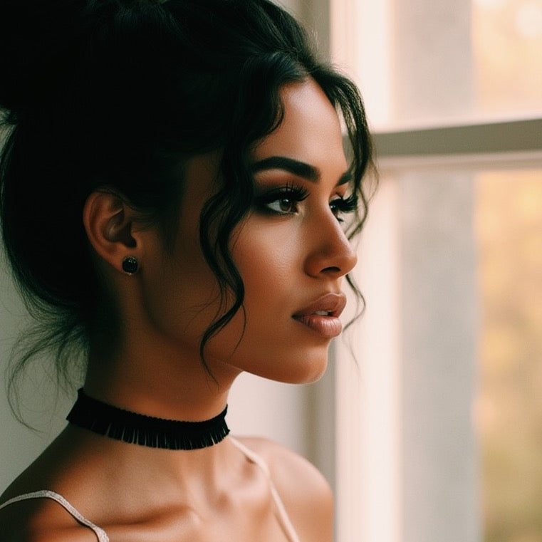Fringe with Benefits Black Fringe Choker 
