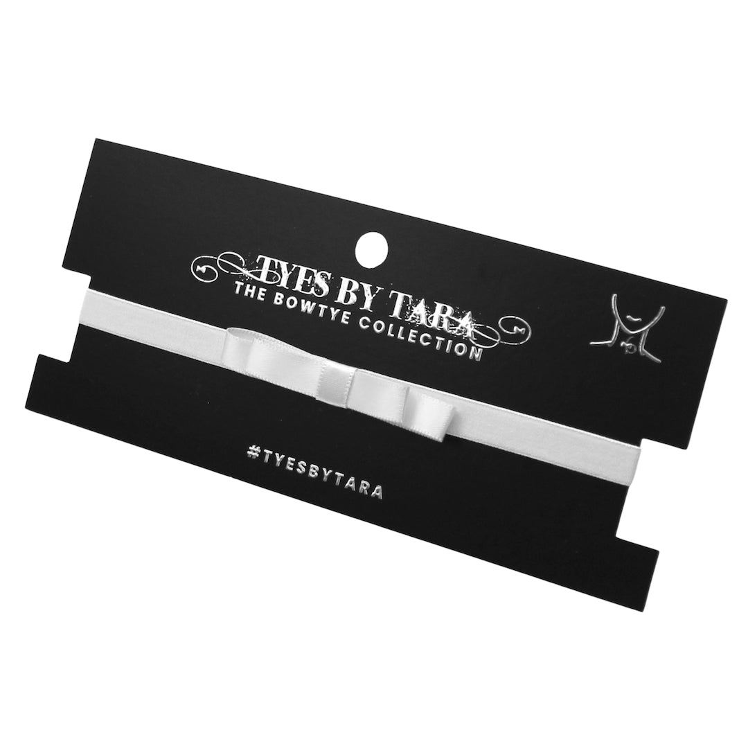 Highness White Bow Choker on Black Card