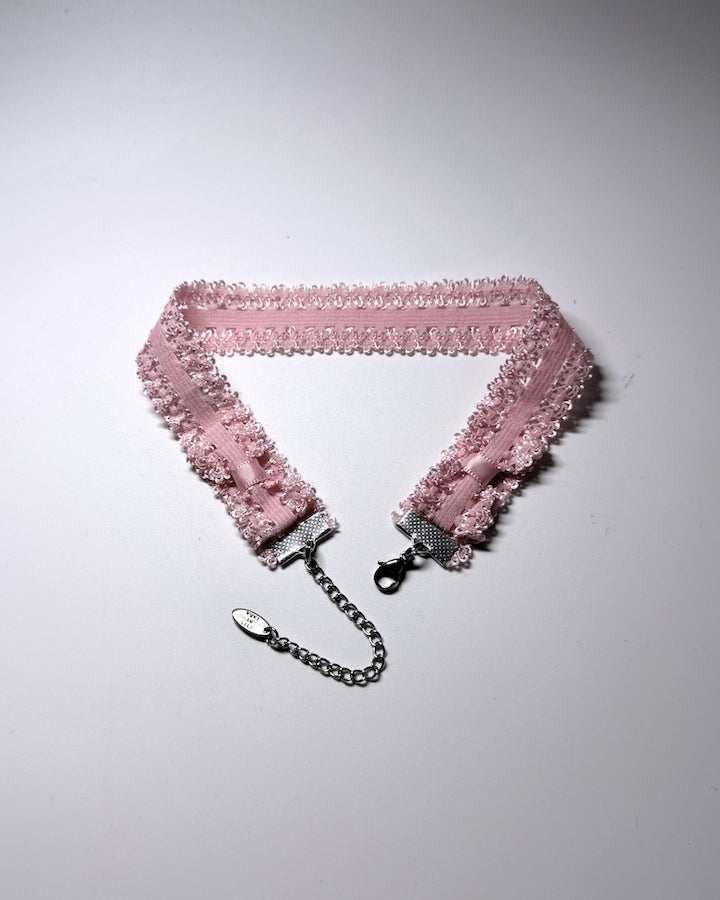 Lady Pink Elastic Bow Choker