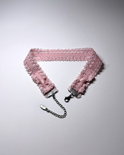 Lady Pink Elastic Bow Choker