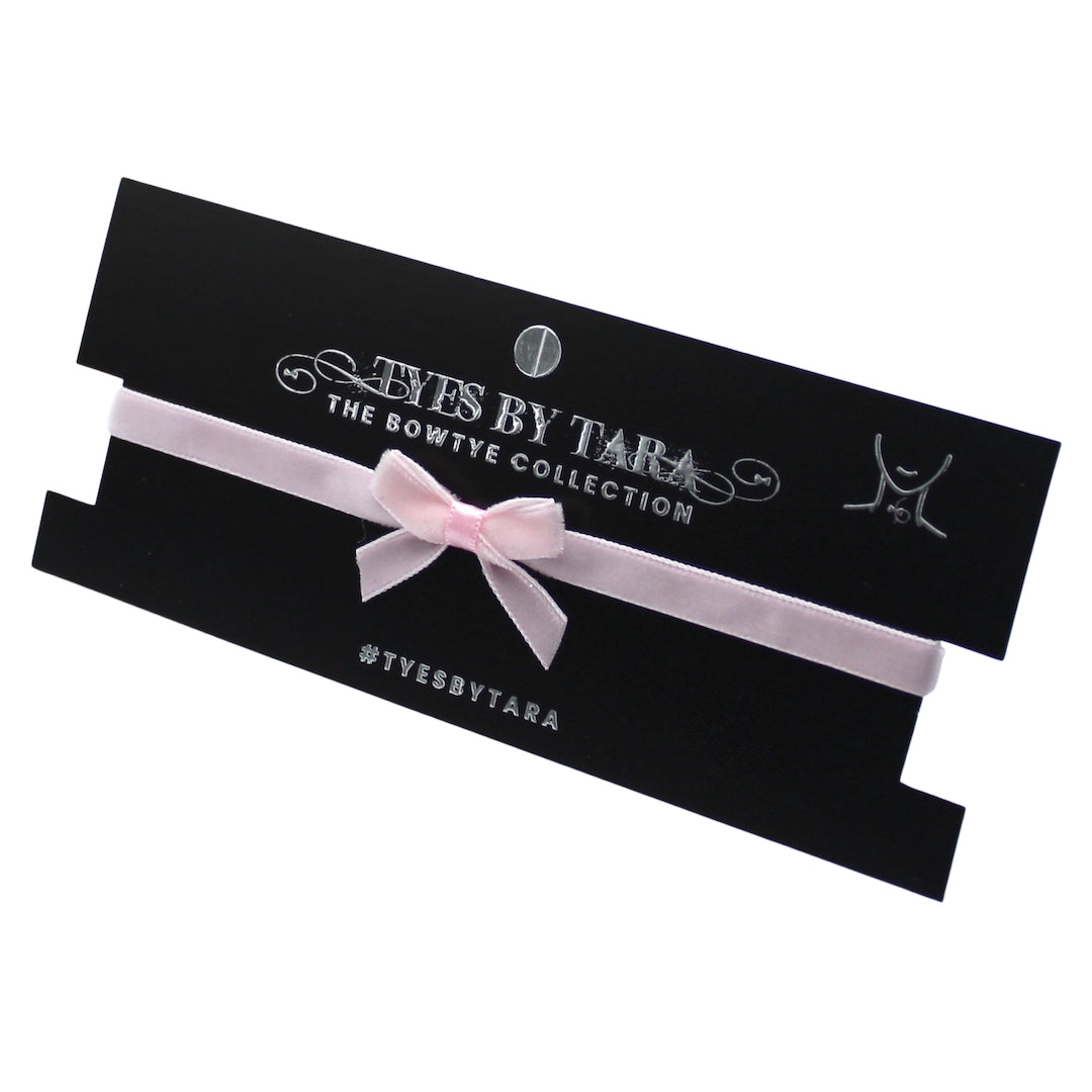 Pink Kitten Velvet Choker on Black Card